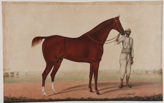 A horse and groom  - Shaikh Muhammad Amir of Karraya