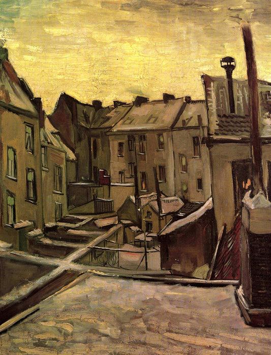 Patios de las Viejas Casas en Amberes en la Nieve - Vincent Van Gogh